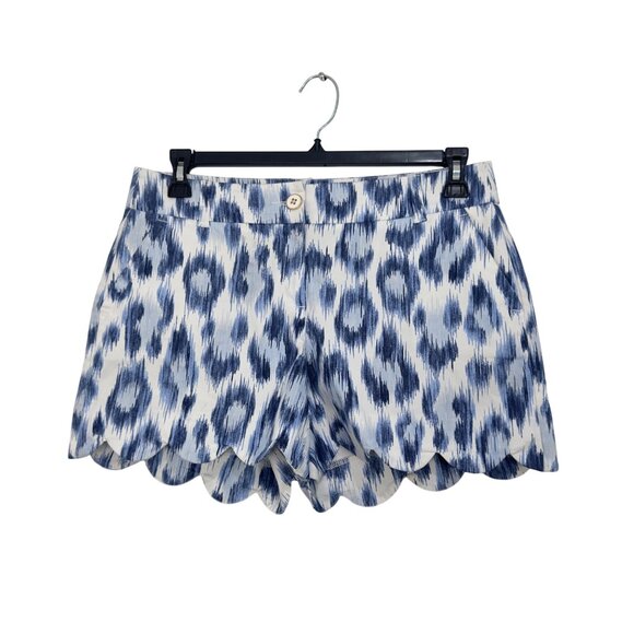 Crown & Ivy Shelby Womens Scalloped Hem Ikat Print Shorts Size 6 Cotton Blend - Picture 1 of 11